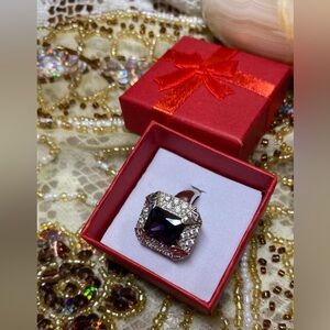 Elegant Purple 925 Sterling Gemstone Ring NEW